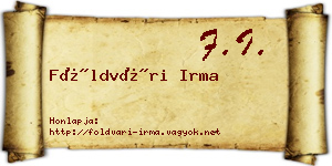 Földvári Irma névjegykártya