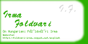 irma foldvari business card